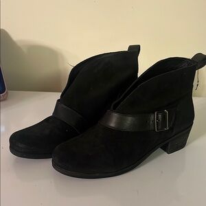 UGG Black Ankle Boots with Suede Finish and Buckle Detail